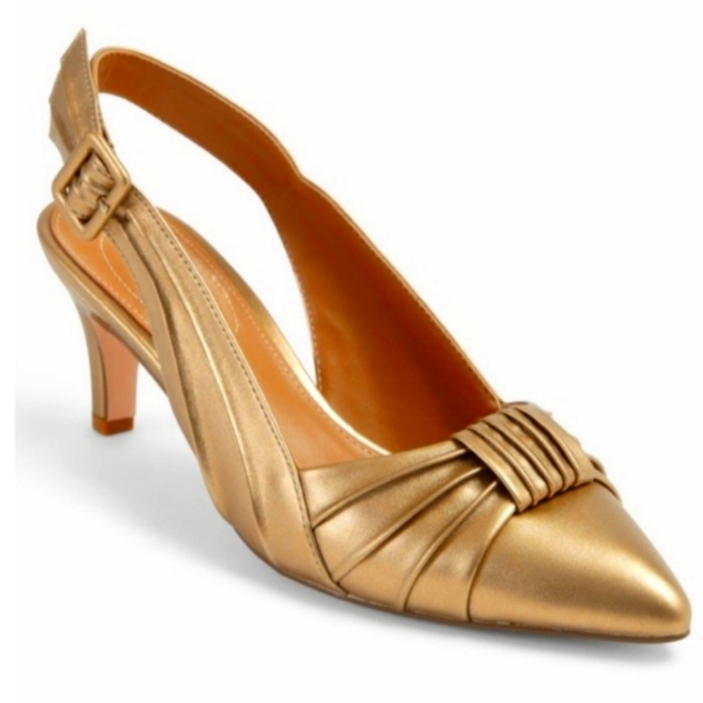 Matte gold slingback pumps. NWOT